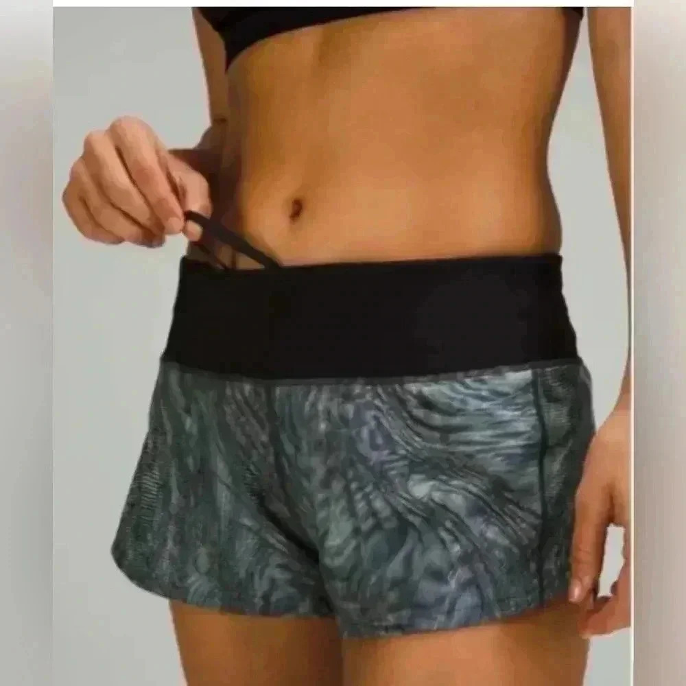 LULULEMON Speed Up MR Short 4” Lined Dimensional Icing Blue Multi 6 Tall